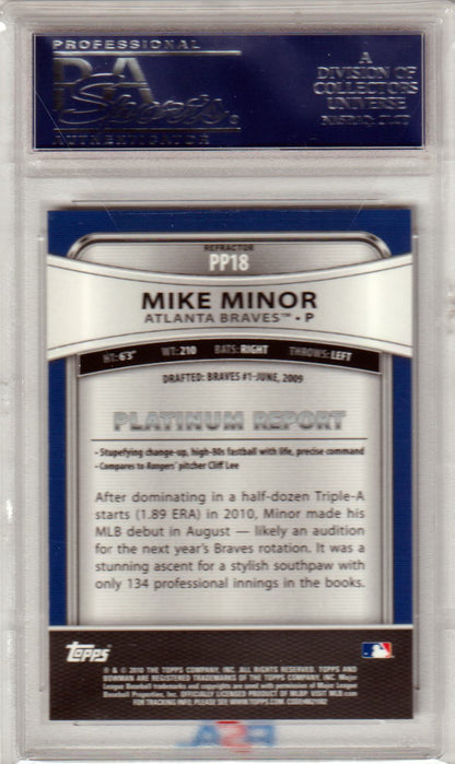 MIKE MINOR 2010 Bowman Platinum RC Rookie #PP18 Purple Refractor PSA 10 Pop 1 - Columbia Hobby - Sports Card Boxes - Toploaders - Card Savers