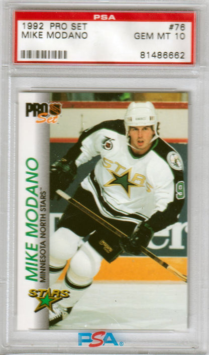 MIKE MODANO 1992 Pro Set #76 PSA 10 GEM MINT - NORTH STARS Pop 4 - Columbia Hobby - Sports Card Boxes - Toploaders - Card Savers