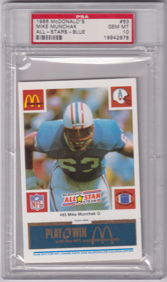 MIKE MUNCHAK 1986 Mcdonald's All - Stars Blue #63 PSA 10 - GEM MINT OILERS POP 2 - Columbia Hobby - Sports Card Boxes - Toploaders - Card Savers