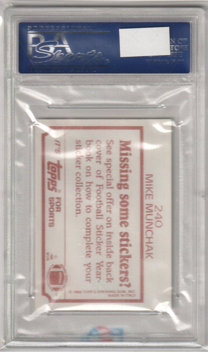 MIKE MUNCHAK 1986 Topps Stickers 240 PSA 10 GEM MINT - Pop 8 - Columbia Hobby - Sports Card Boxes - Toploaders - Card Savers