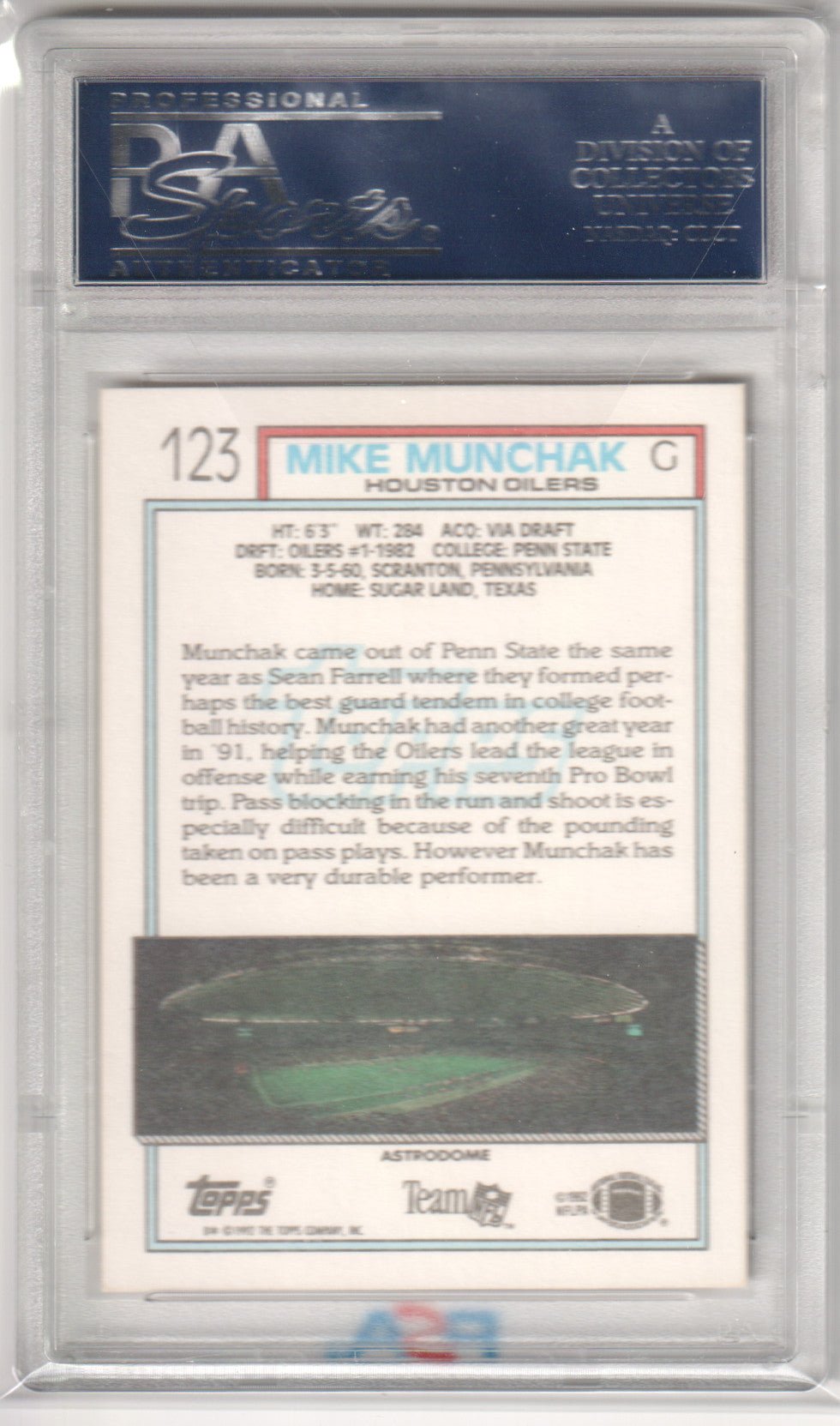 MIKE MUNCHAK 1992 Topps 123 PSA 10 GEM MINT - OILERS Pop 4 - Columbia Hobby - Sports Card Boxes - Toploaders - Card Savers