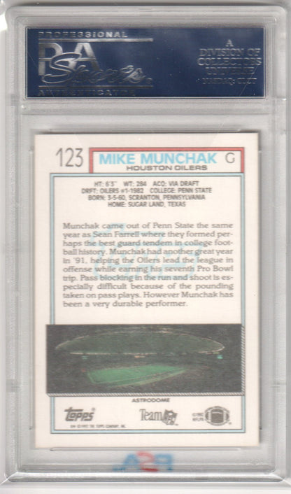 MIKE MUNCHAK 1992 Topps 123 PSA 10 GEM MINT - OILERS Pop 4 - Columbia Hobby - Sports Card Boxes - Toploaders - Card Savers