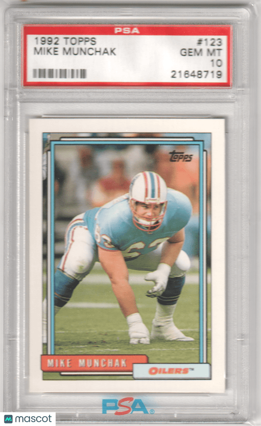 MIKE MUNCHAK 1992 Topps 123 PSA 10 GEM MINT - OILERS Pop 4 - Columbia Hobby - Sports Card Boxes - Toploaders - Card Savers