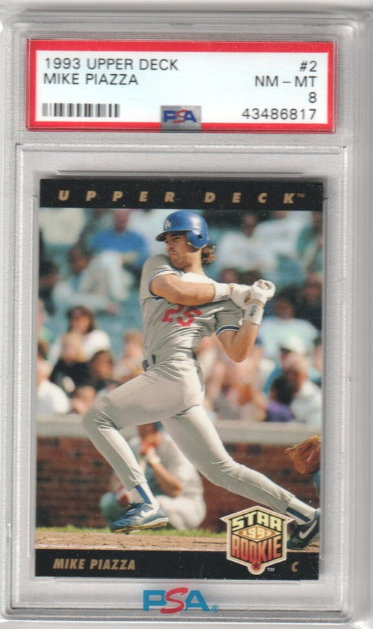 MIKE PIAZZA 1993 Upper Deck Star Rookie #2 PSA 8 NM - MT - DODGERS - Columbia Hobby - Sports Card Boxes - Toploaders - Card Savers