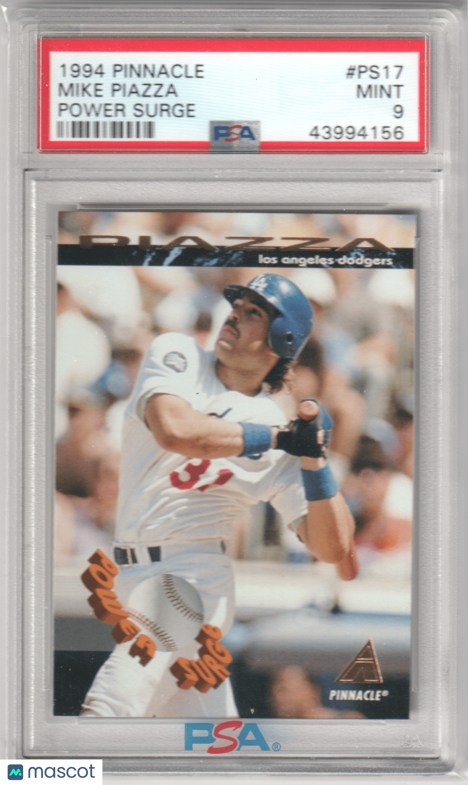 MIKE PIAZZA 1994 Pinnacle Power Surge #PS17 PSA 9 MINT - DODGERS - Columbia Hobby - Sports Card Boxes - Toploaders - Card Savers