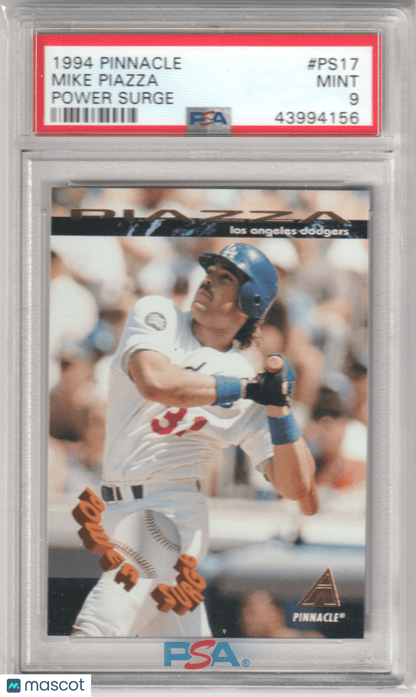 MIKE PIAZZA 1994 Pinnacle Power Surge #PS17 PSA 9 MINT - DODGERS - Columbia Hobby - Sports Card Boxes - Toploaders - Card Savers