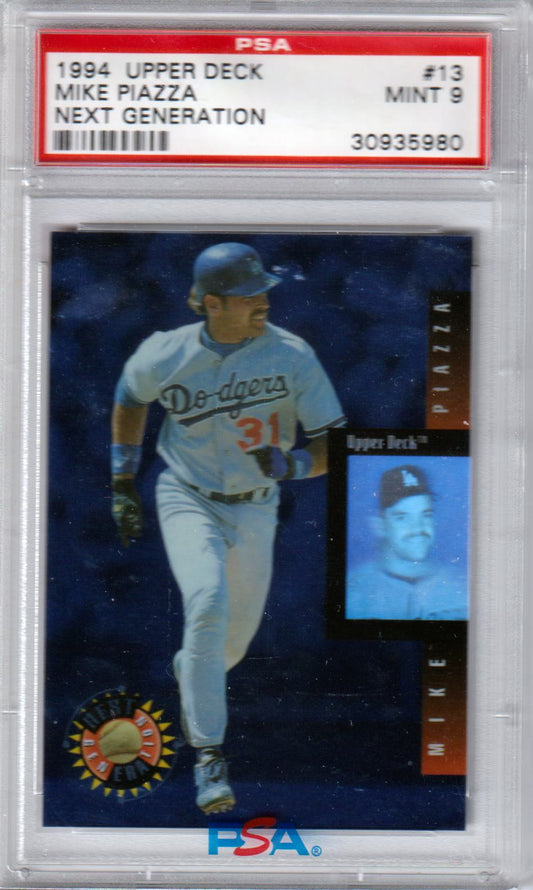 MIKE PIAZZA 1994 Upper Deck Next Generation #13 PSA 9 MINT - DODGERS POP 15 - Columbia Hobby - Sports Card Boxes - Toploaders - Card Savers