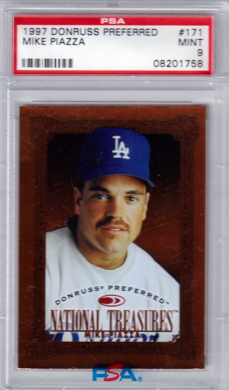 MIKE PIAZZA 1997 Donruss Preferred #171 PSA 9 MINT - DODGERS - POP 1 - Columbia Hobby - Sports Card Boxes - Toploaders - Card Savers