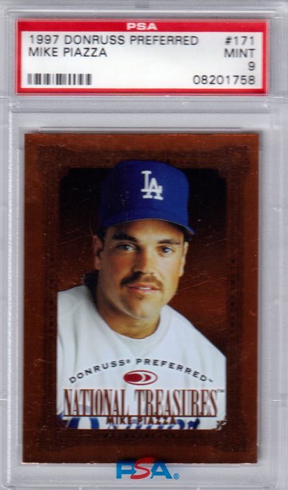 MIKE PIAZZA 1997 Donruss Preferred #171 PSA 9 MINT - DODGERS - POP 1 - Columbia Hobby - Sports Card Boxes - Toploaders - Card Savers