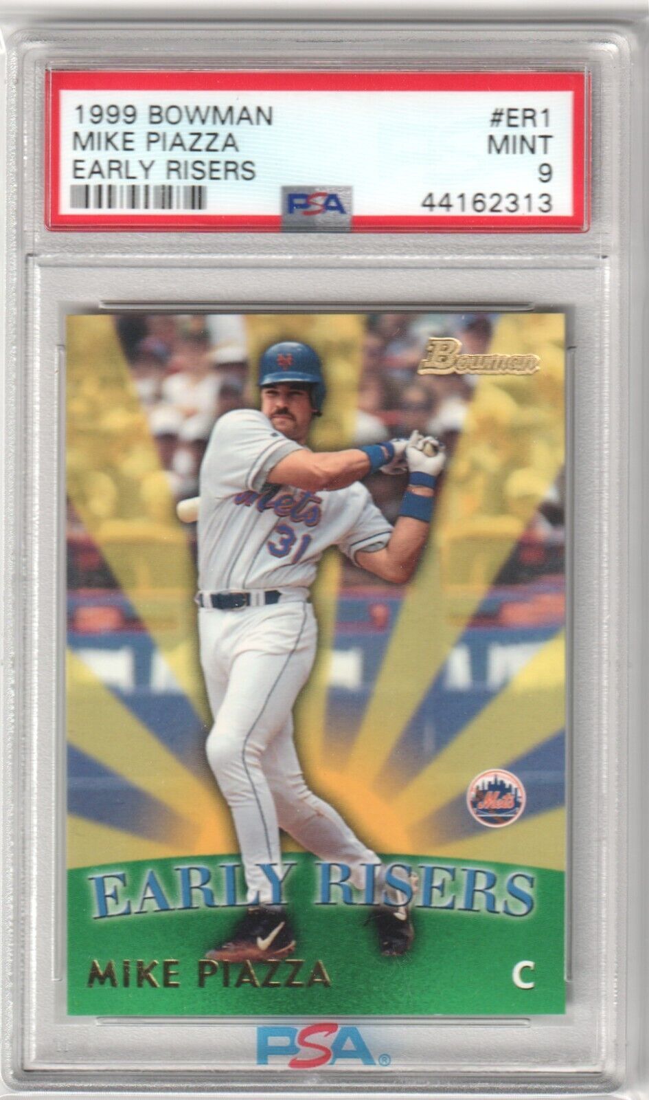 MIKE PIAZZA 1999 Bowman Early Risers #ER1 PSA 9 MINT - METS - Columbia Hobby - Sports Card Boxes - Toploaders - Card Savers