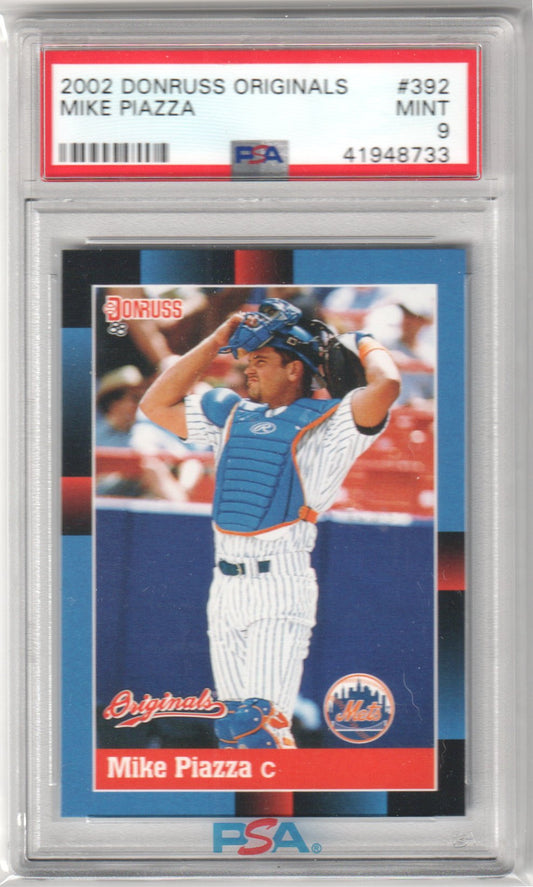 MIKE PIAZZA 2002 Donruss Originals #392 PSA 9 MINT - METS Pop 1 - Columbia Hobby - Sports Card Boxes - Toploaders - Card Savers