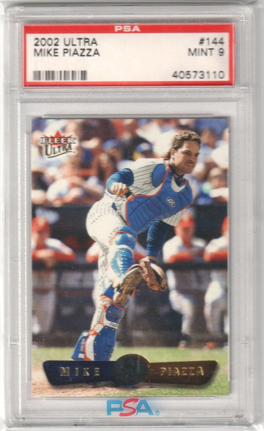 MIKE PIAZZA 2002 Fleer Ultra #144 PSA 9 MINT - METS - Columbia Hobby - Sports Card Boxes - Toploaders - Card Savers