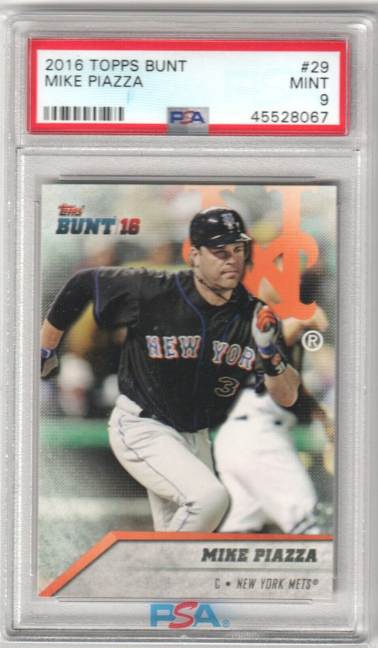 MIKE PIAZZA 2016 Topps Bunt #29 PSA 9 MINT - METS - Columbia Hobby - Sports Card Boxes - Toploaders - Card Savers