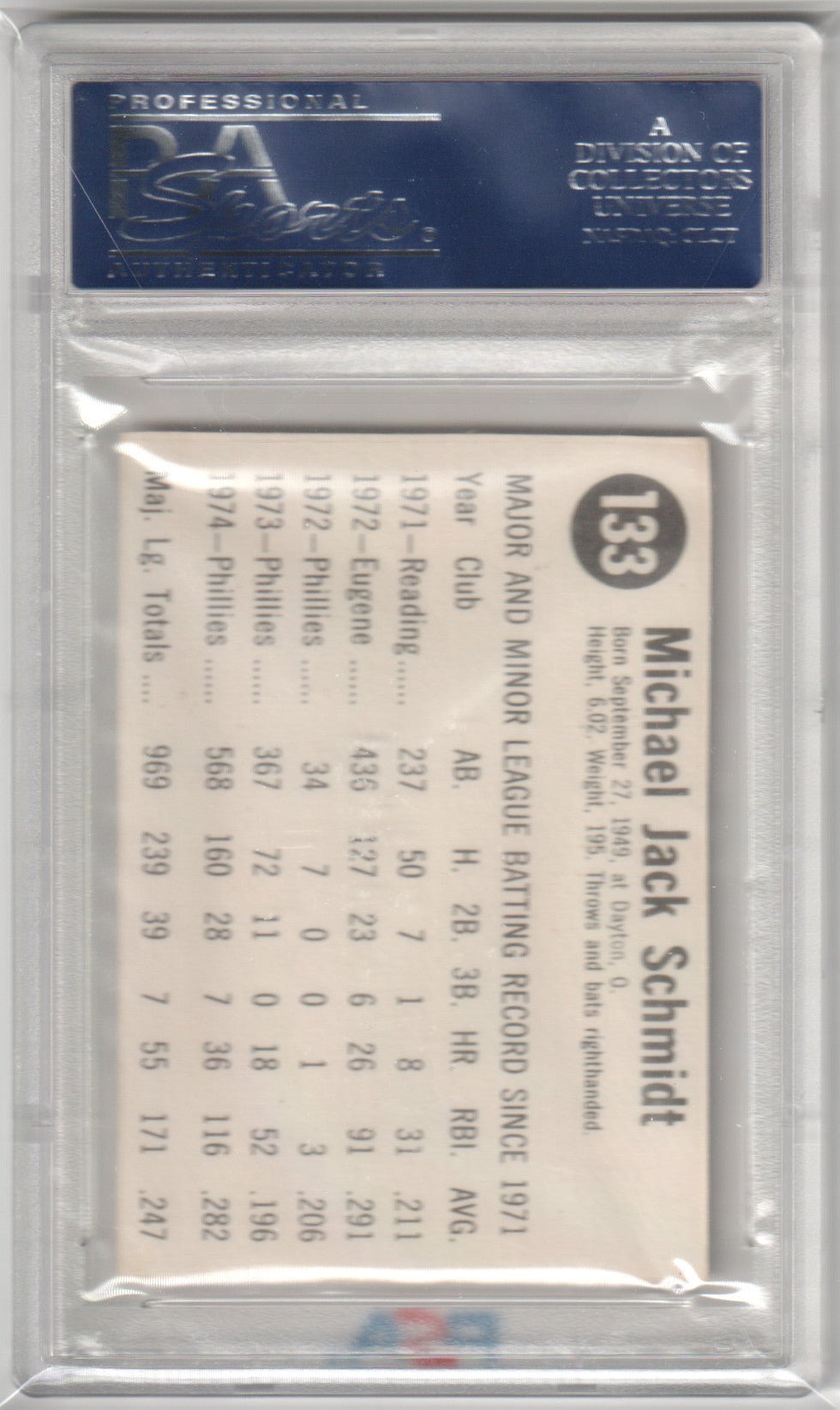MIKE SCHMIDT 1975 Hostess #133 PSA 8 NM - PHILLIES - Columbia Hobby - Sports Card Boxes - Toploaders - Card Savers