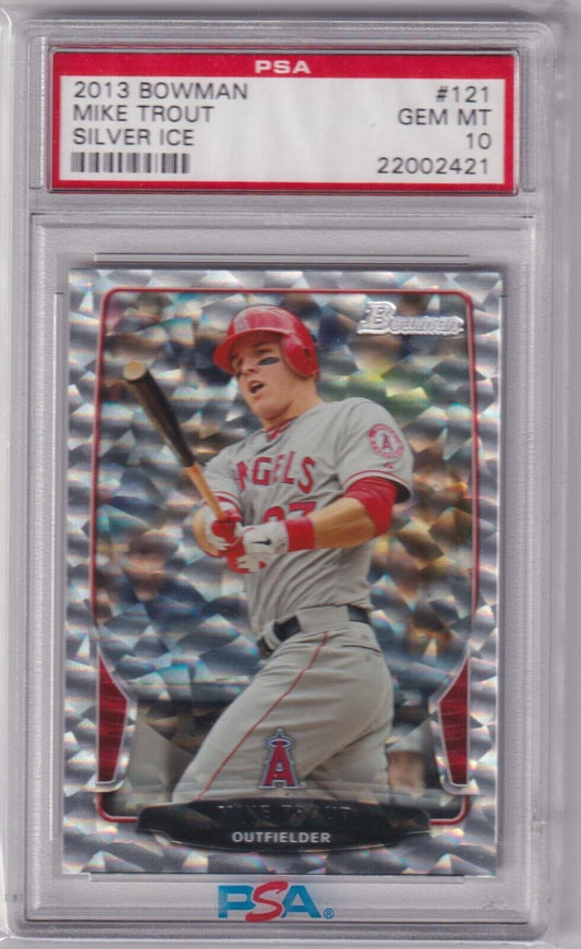 MIKE TROUT 2013 Bowman Silver Ice Parallel #121 PSA 10 GEM MINT - ANGELS - Columbia Hobby - Sports Card Boxes - Toploaders - Card Savers