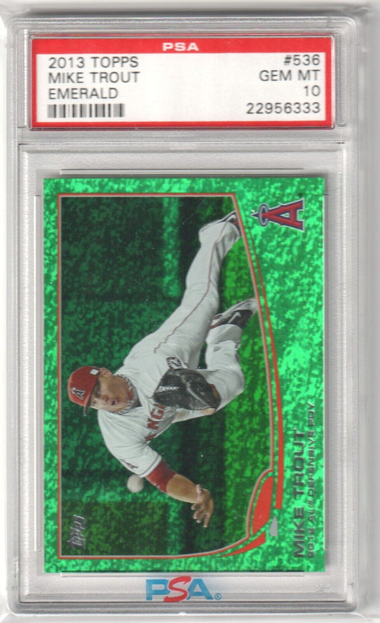 MIKE TROUT 2013 Topps Emerald #536 PSA 10 GEM MINT - ANGELS - Columbia Hobby - Sports Card Boxes - Toploaders - Card Savers