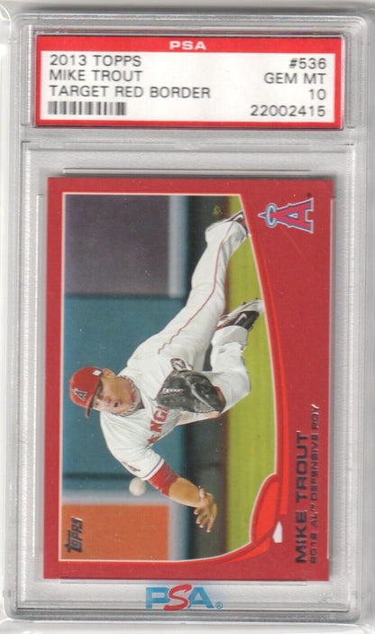 MIKE TROUT 2013 Topps Target Red Border Variation #536 PSA 10 GEM MINT - ANGELS - Columbia Hobby - Sports Card Boxes - Toploaders - Card Savers