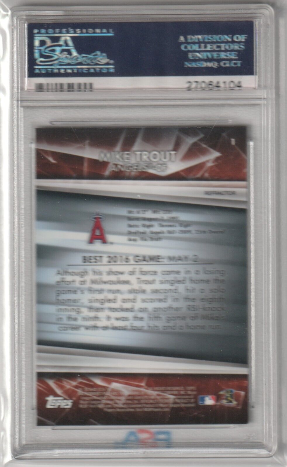MIKE TROUT 2018 Bowman's Best Refractor #1 PSA 10 GEM MINT - ANGELS - Columbia Hobby - Sports Card Boxes - Toploaders - Card Savers