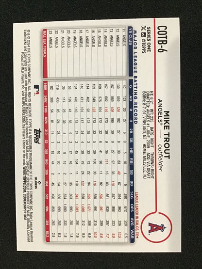 Mike Trout 2024 Topps Series 1 Image Variation #COTB - 6 Los Angeles Angels - Columbia Hobby - Sports Card Boxes - Toploaders - Card Savers