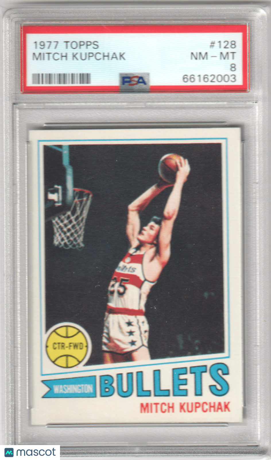 MITCH KUPCHAK 1977 - 78 Topps RC Rookie #128 PSA 8 NM - MT - BULLETS - Columbia Hobby - Sports Card Boxes - Toploaders - Card Savers