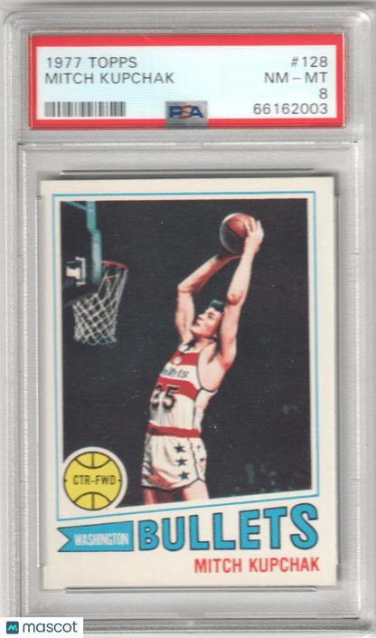 MITCH KUPCHAK 1977 - 78 Topps RC Rookie #128 PSA 8 NM - MT - BULLETS - Columbia Hobby - Sports Card Boxes - Toploaders - Card Savers