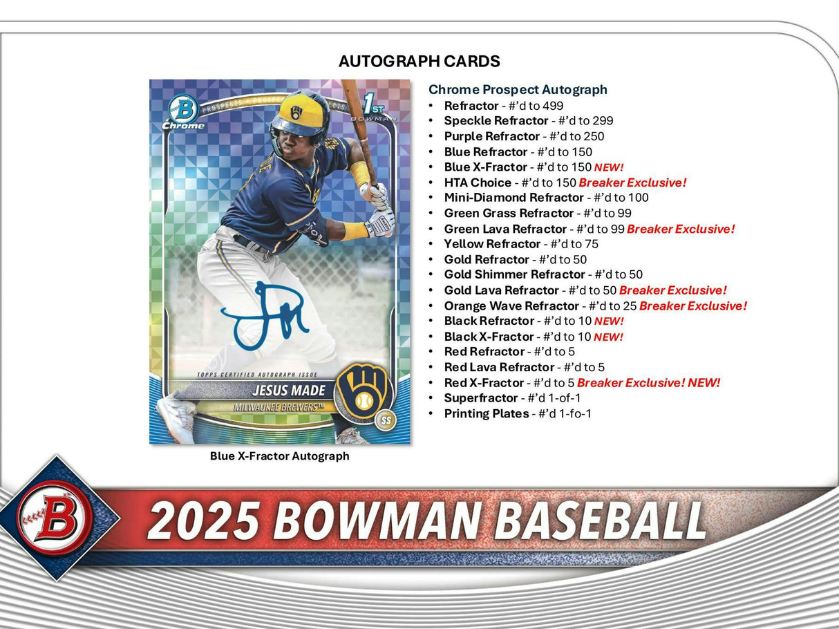 2025 Bowman Baseball Breaker Delight Box