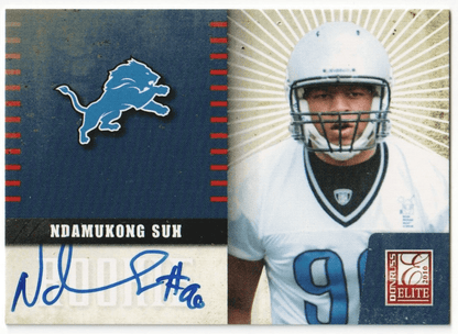 NDAMUKONG SUH 2010 Donruss Elite RC Rookie Autograph Auto - LIONS - Columbia Hobby - Sports Card Boxes - Toploaders - Card Savers