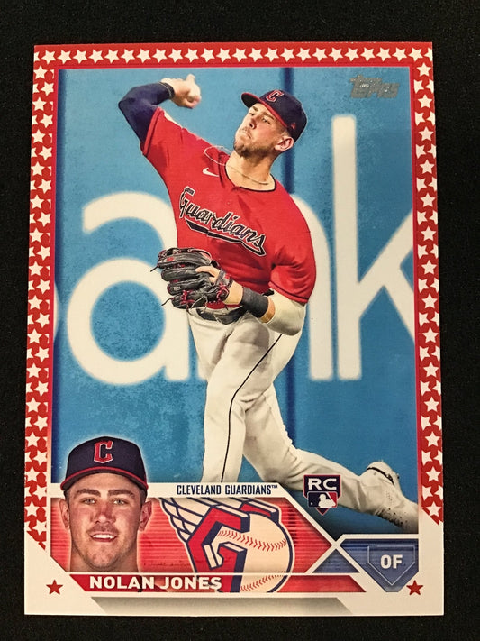 Nolan Jones 2023 Topps 129 Star Border RC Rookie - Cleveland Guardians - Columbia Hobby - Sports Card Boxes - Toploaders - Card Savers