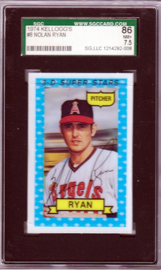 NOLAN RYAN 1974 Kellogg's 3 - D Super Stars #8 SGC 7.5 NM+ - ANGELS - Columbia Hobby - Sports Card Boxes - Toploaders - Card Savers