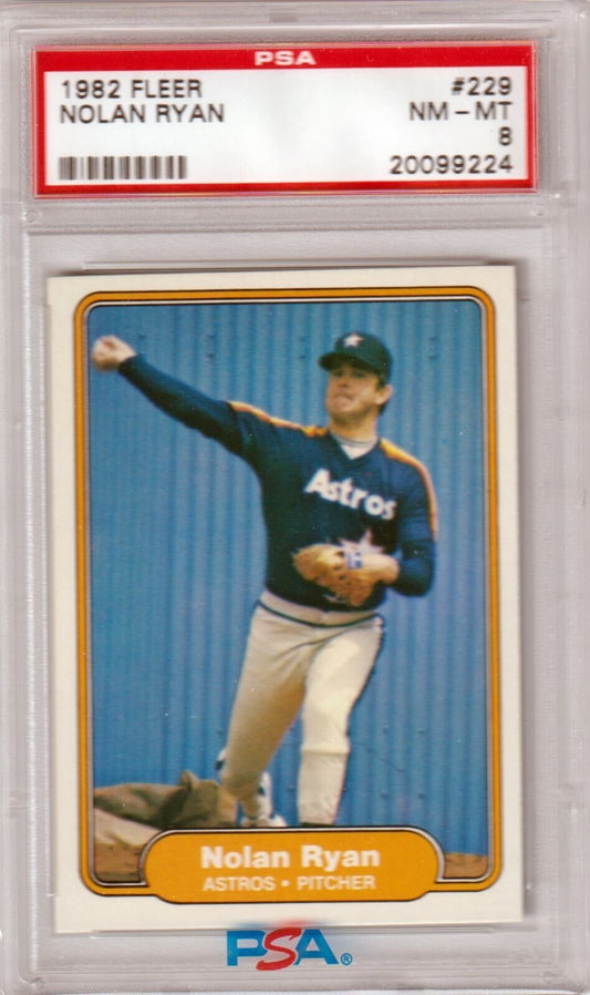 NOLAN RYAN 1982 Fleer #229 PSA NM - MT - ASTROS - Columbia Hobby - Sports Card Boxes - Toploaders - Card Savers