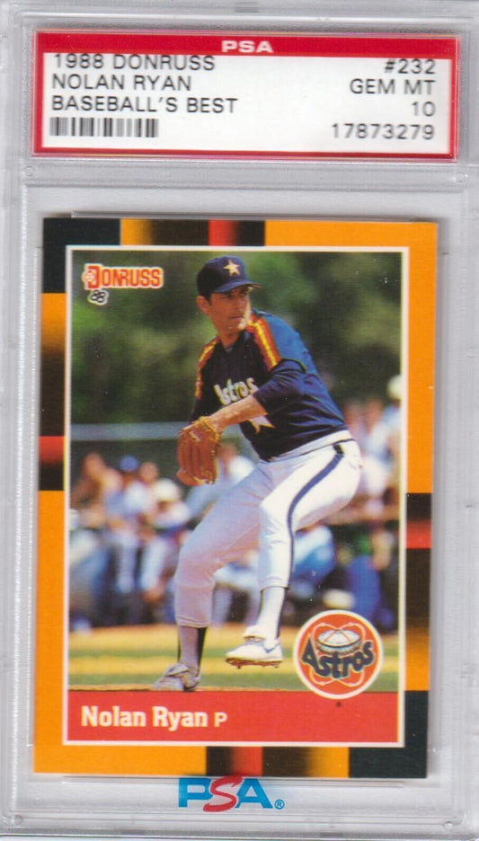 NOLAN RYAN 1988 Donruss Baseball's Best #232 PSA 10 GEM MINT - ASTROS - Columbia Hobby - Sports Card Boxes - Toploaders - Card Savers