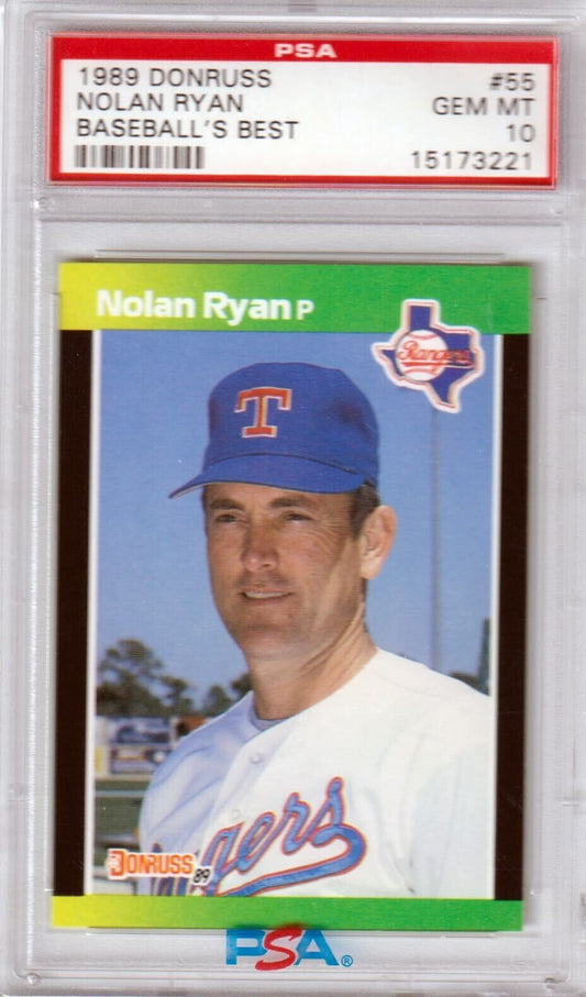 NOLAN RYAN 1989 Donruss Baseball's Best #55 PSA 10 GEM MINT - RANGERS - Columbia Hobby - Sports Card Boxes - Toploaders - Card Savers