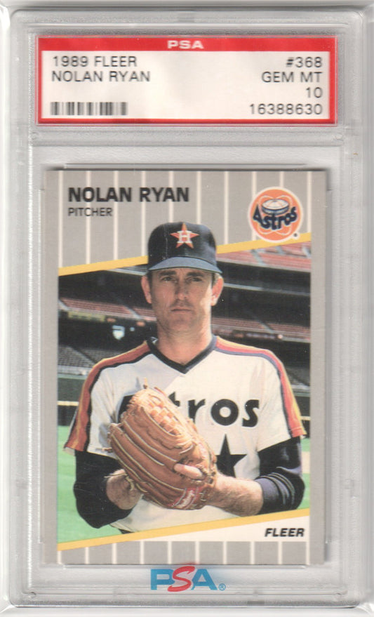 NOLAN RYAN 1989 Fleer #368 PSA 10 GEM MINT - ASTROS - Columbia Hobby - Sports Card Boxes - Toploaders - Card Savers