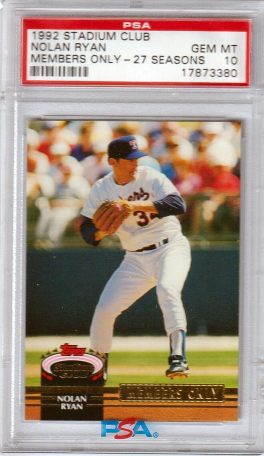 NOLAN RYAN 1992 Topps Stadium Club Members Only PSA 10 GEM MINT - RANGERS - Columbia Hobby - Sports Card Boxes - Toploaders - Card Savers