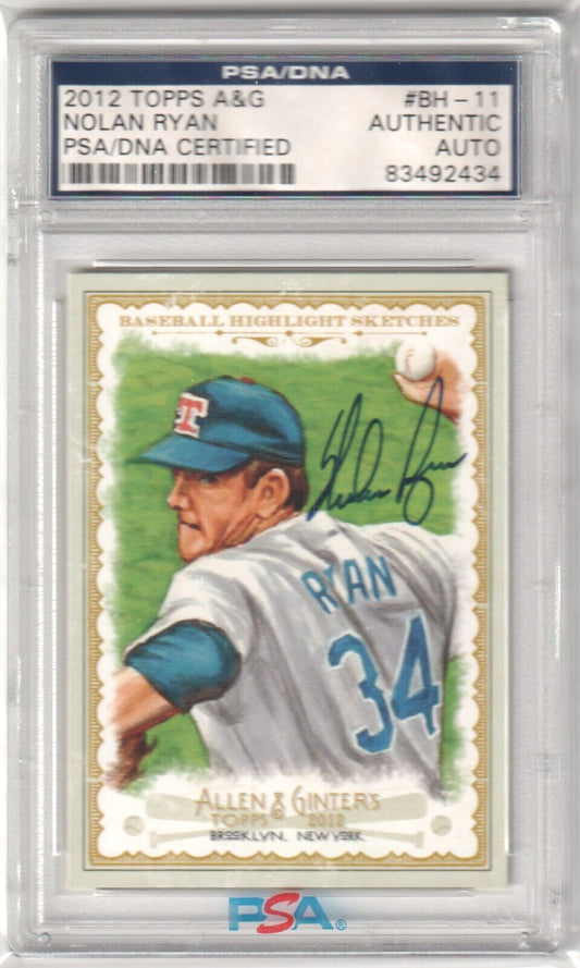 NOLAN RYAN 2012 Topps Allen & Ginter Autograph Auto #BH - 11 PSA Authentic RANGERS - Columbia Hobby - Sports Card Boxes - Toploaders - Card Savers