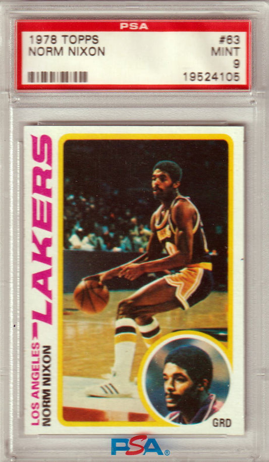 NORM NIXON 1978 - 79 Topps RC Rookie #63 PSA 9 MINT - LAKERS POP 31 - Columbia Hobby - Sports Card Boxes - Toploaders - Card Savers