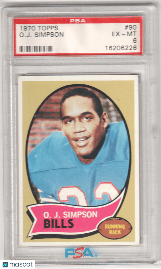 O. J. SIMPSON 1970 Topps RC Rookie 90 PSA 6 - EX - MT - BILLS - Columbia Hobby - Sports Card Boxes - Toploaders - Card Savers