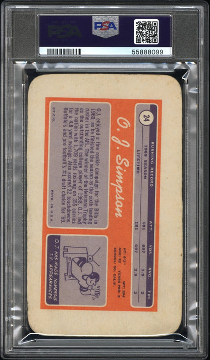 O. J. SIMPSON 1970 Topps Super RC ROOKIE #24 PSA 6 EX - MT - BILLS - Columbia Hobby - Sports Card Boxes - Toploaders - Card Savers