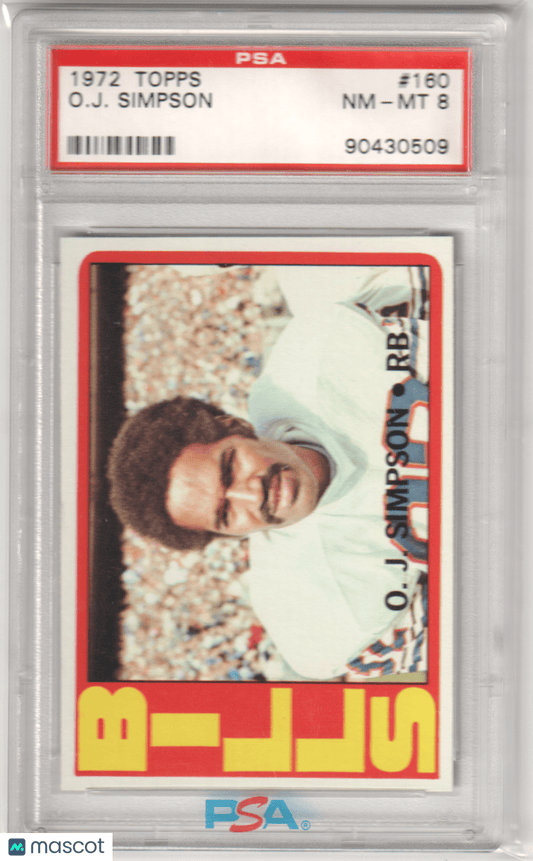 O. J. SIMPSON 1972 Topps 160 PSA 8 NM - BILLS - Columbia Hobby - Sports Card Boxes - Toploaders - Card Savers
