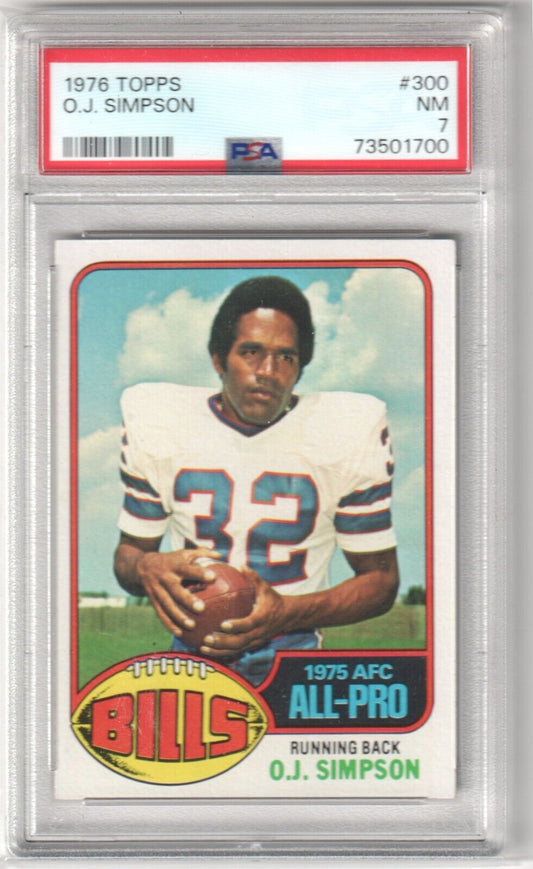 O.J. SIMPSON 1976 Topps #300 PSA 7 NM - BILLS - Columbia Hobby - Sports Card Boxes - Toploaders - Card Savers