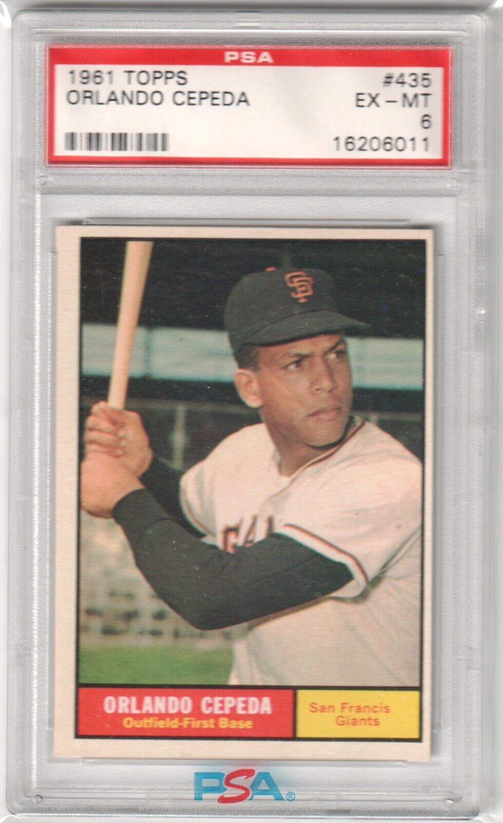 ORLANDO CEPEDA 1961 Topps #435 PSA 6 EX - MT - GIANTS - Columbia Hobby - Sports Card Boxes - Toploaders - Card Savers