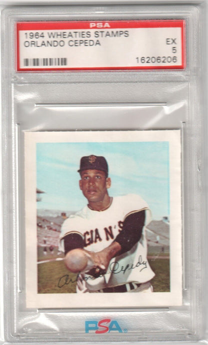 ORLANDO CEPEDA 1964 Wheaties Stamps PSA 5 EX - GIANTS - Columbia Hobby - Sports Card Boxes - Toploaders - Card Savers