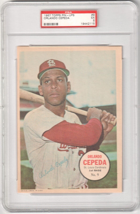 ORLANDO CEPEDA 1967 Topps Pin - Ups #9 PSA 5 EX - CARDINALS - Columbia Hobby - Sports Card Boxes - Toploaders - Card Savers