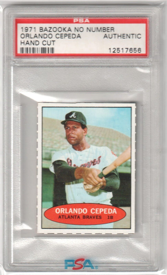ORLANDO CEPEDA 1971 Bazooka #NNO No Number PSA Authentic - GIANTS - Columbia Hobby - Sports Card Boxes - Toploaders - Card Savers