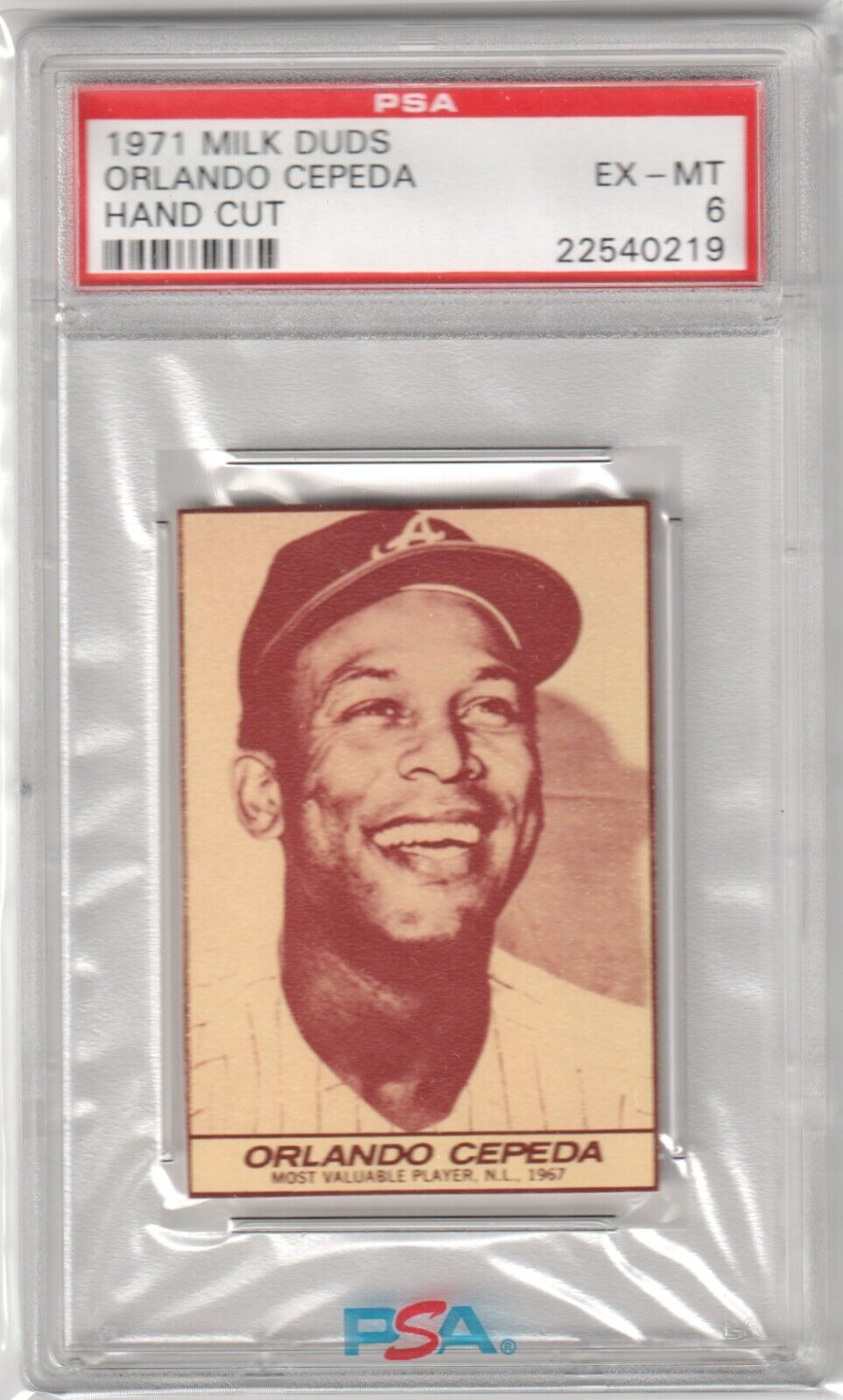 ORLANDO CEPEDA 1971 Milk Duds PSA 6 EX - MT - BRAVES - Columbia Hobby - Sports Card Boxes - Toploaders - Card Savers