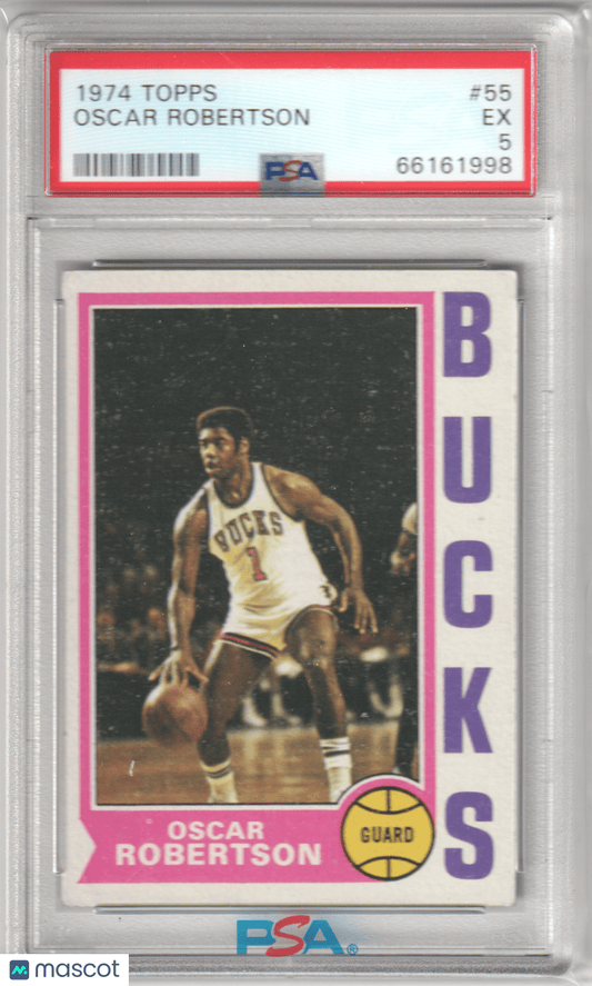 OSCAR ROBERTSON 1974 - 75 Topps #55 PSA 5 EX - BUCKS - Columbia Hobby - Sports Card Boxes - Toploaders - Card Savers