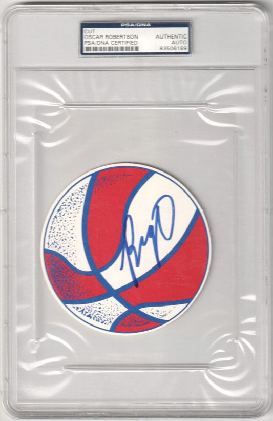OSCAR ROBERTSON Cut Autograph PSA / DNA Certified Authentic - BUCKS ROYALS - Columbia Hobby - Sports Card Boxes - Toploaders - Card Savers