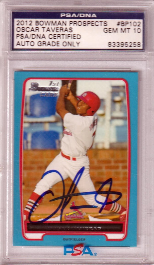 OSCAR TAVERAS 2012 Bowman Prospects Autograph Auto PSA/DNA GEM MINT 10 CARDINALS - Columbia Hobby - Sports Card Boxes - Toploaders - Card Savers