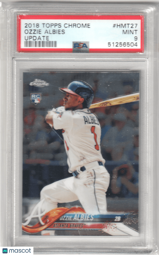 OZZIE ALBIES 2018 Topps Chrome Update RC Rookie HMT27 PSA 9 MINT - BRAVES - Columbia Hobby - Sports Card Boxes - Toploaders - Card Savers