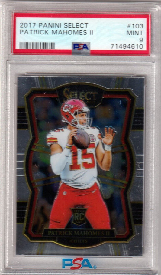 PATRICK MAHOMES II 2017 Panini Select Premier Level RC Rookie #103 PSA 9 MINT - Columbia Hobby - Sports Card Boxes - Toploaders - Card Savers